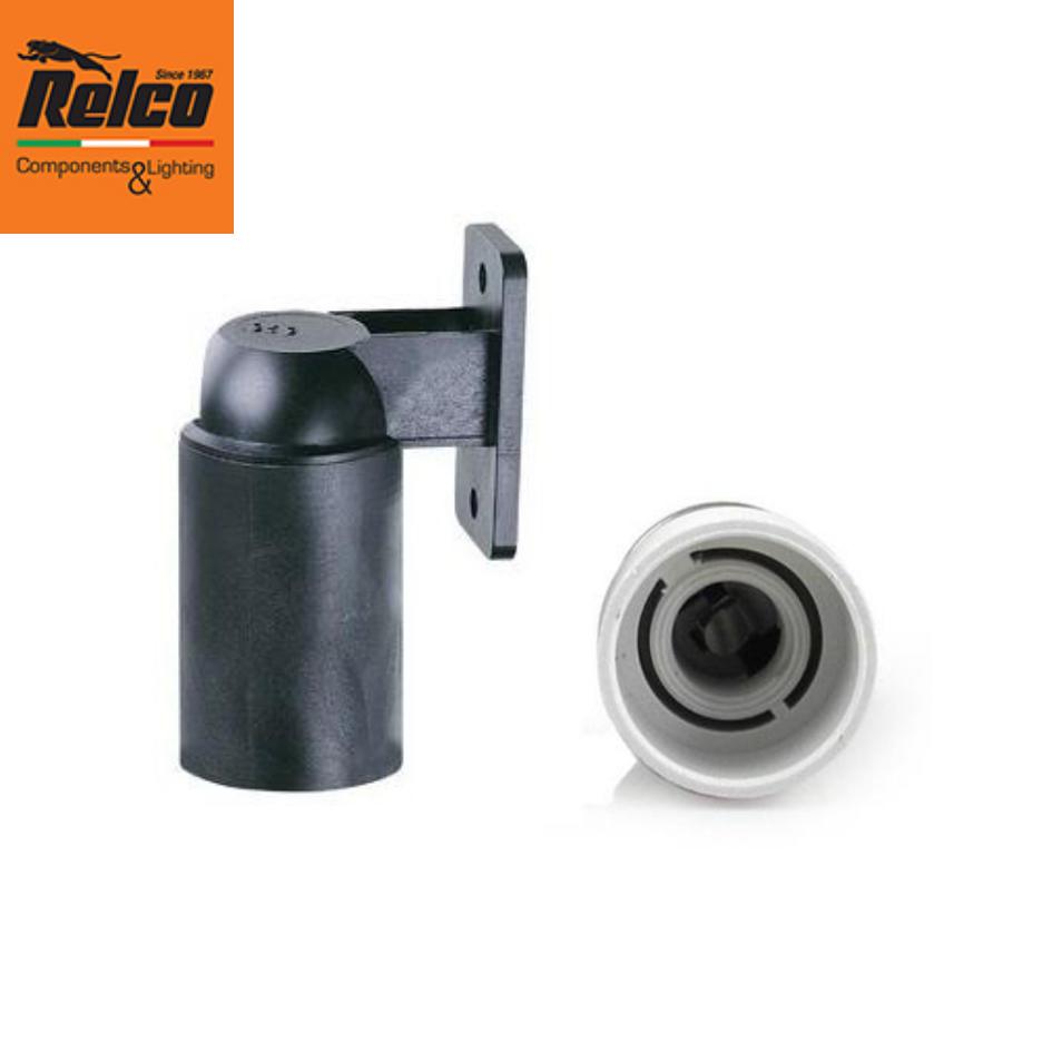 Portalampada attacco E14 a Squadra Nero in plastica - RELCO 5516R