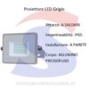 Proiettore Grigio da Esterno 50W Luce naturale 4000° - VTAC 464
