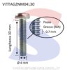 Vite TC con Calotta ed Impronta a Taglio Zincata 4X30 mm - VITI VITTAGZNM04L30