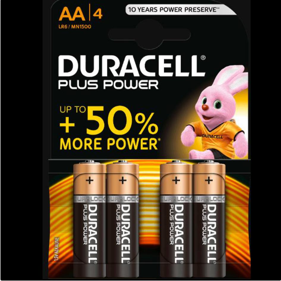 4 X DURACELL AA DURALOCK Power Plus Alcaline Cella LR6 non ricaricabile 
