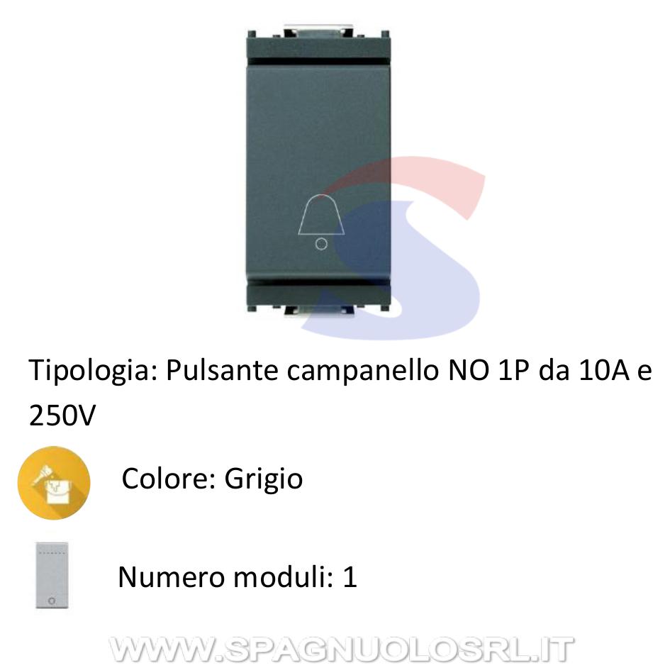 Pulsante Campanello Da Esterno A Montaggio Superficiale – 10A 250V, Grado IP54 Impermeabile, Grigio-Nero, Per Porta Ingresso E Ambienti Umidi