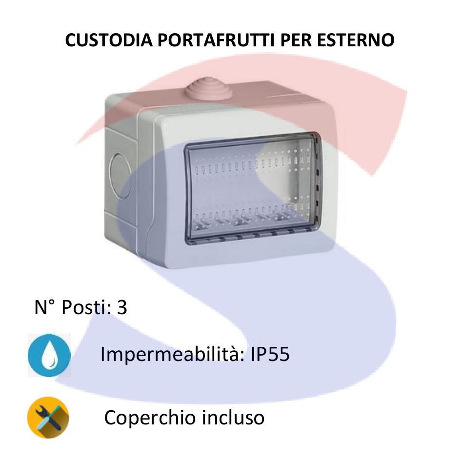Scatola Portafrutti Esterna Da 3 Posti Per Prese Elettriche - Modello C5503.PF In ABS