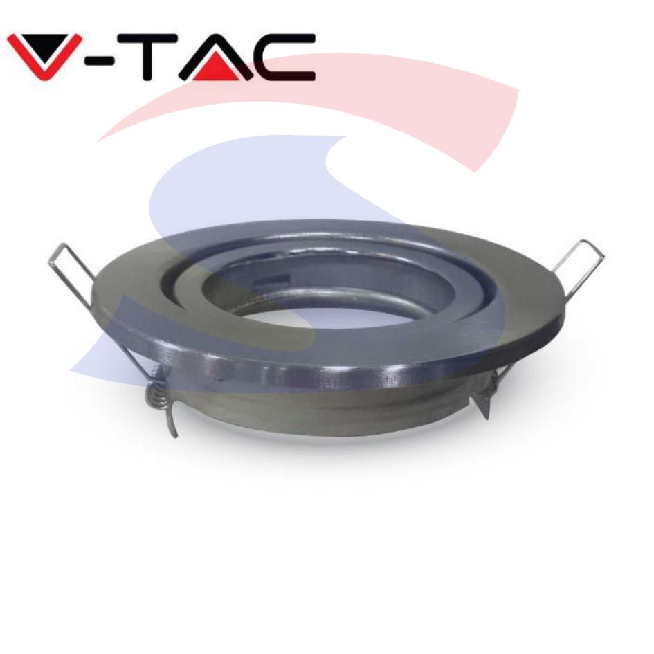 Portafaretto GU10 Orientabile Rotondo da Incasso in metallo - VTAC 3470