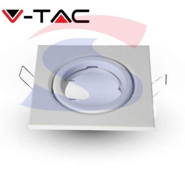Portafaretto GU10 Orientabile Quadrato da Incasso in metallo - VTAC 3472