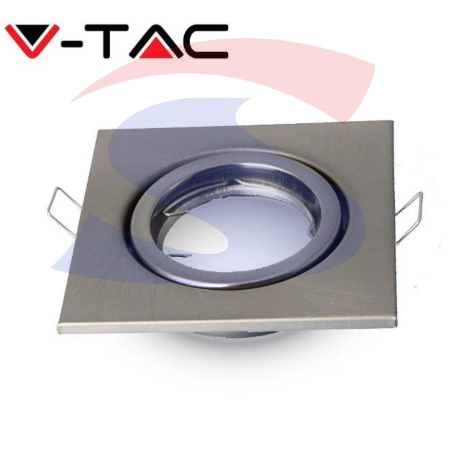 Portafaretto Da Incasso Rotondo Per Faretto GU10/MR16 - Finitura Nichel Satinato, Taglio 73x73mm - Foto 5