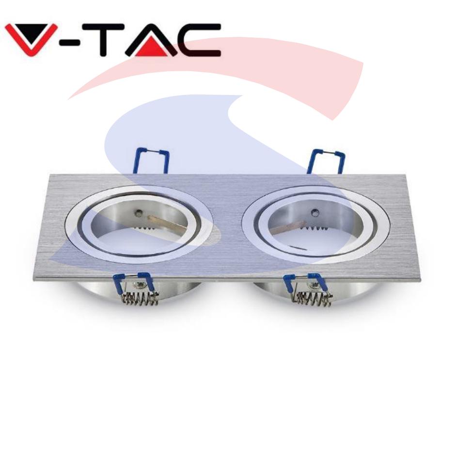 Portafaretto GU10 Orientabile Rettagolo da Incasso metallo - VTAC 3608