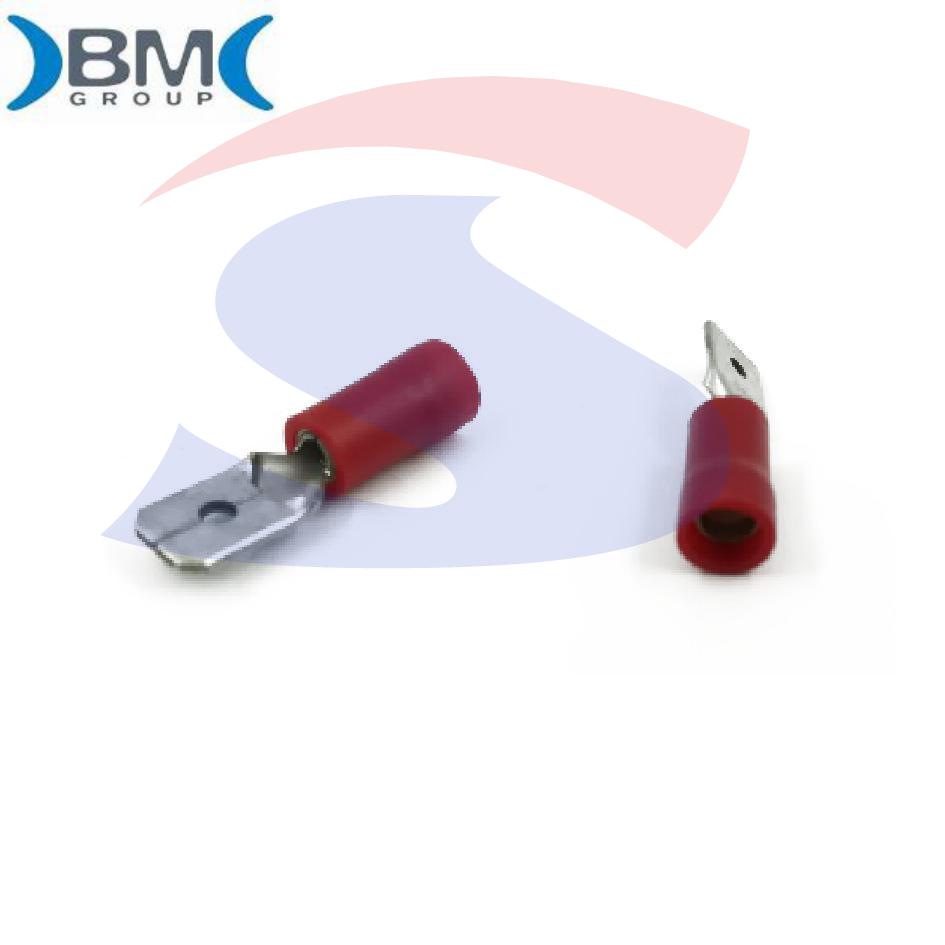 Faston maschio isolato Rosso con lama di 6,3 x 8 mm sez.1,5 - BMM 00180 ...