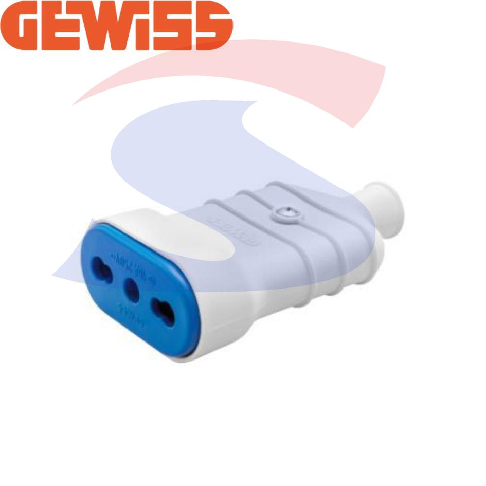 Presa mobile 2 Poli + T Bivalente P17-11 da 16A, Bianco - GEWISS GW28205