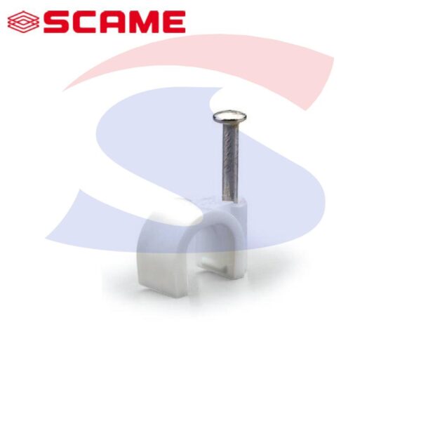 Graffetta con chiodo per cavo Ø 7 mm Bianca - SCAME 830.30/7