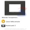 Placca 3 posti colore Reflex Antracite della serie Eikon - VIMAR 20653.42