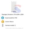Deviatore serie "PLANA" 10 A e 250 V, Bianco - VIMAR 14004