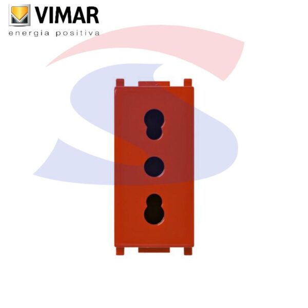 Presa bivalente serie "Plana" 2P+T da 10/16 A, Rosso - VIMAR 14203.R