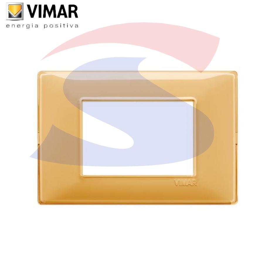 Placca 3 posti colore Reflex Ambra della serie Plana - VIMAR 14653.43