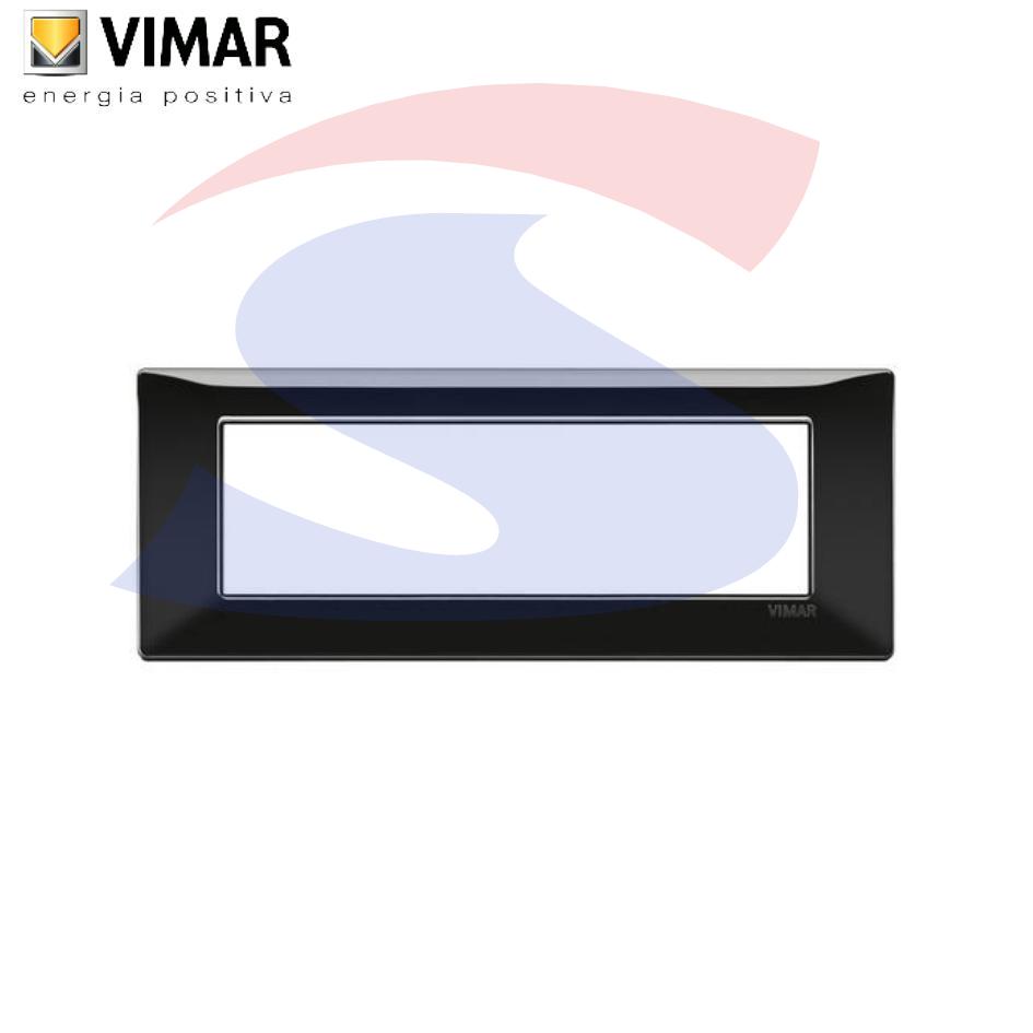 Placca 7 posti colore Nero della serie Plana - VIMAR 14657.05