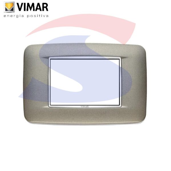 Placca 3 posti colore Titanio Matt della serie Eikon - VIMAR 20683.C14