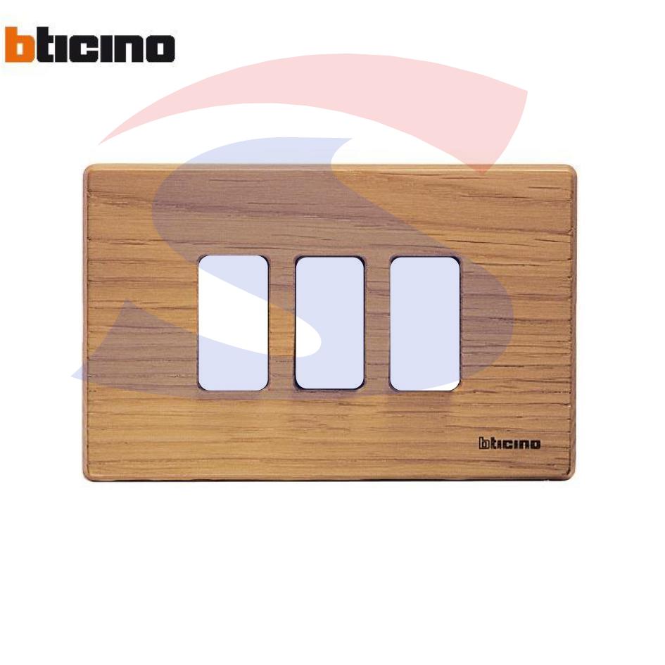Placca in legno 3 posti colore Rovere serie Magic - BTICINO 503/3/LRV