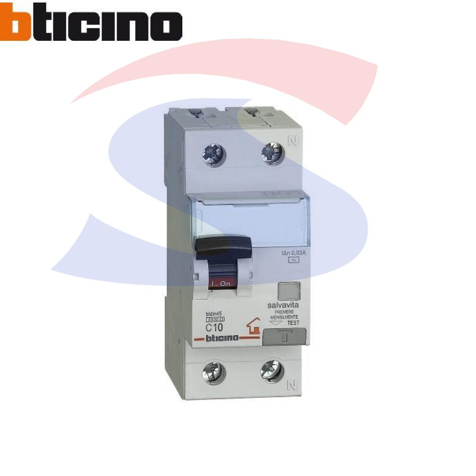 Interruttore automatico differenziale bipolare 10 A - BTICINO GC8813AC10