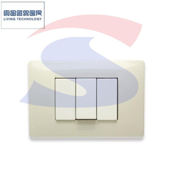 Placca rettangolare 3 posti colore Bianco Safari serie Mix - MASTER 21MX283