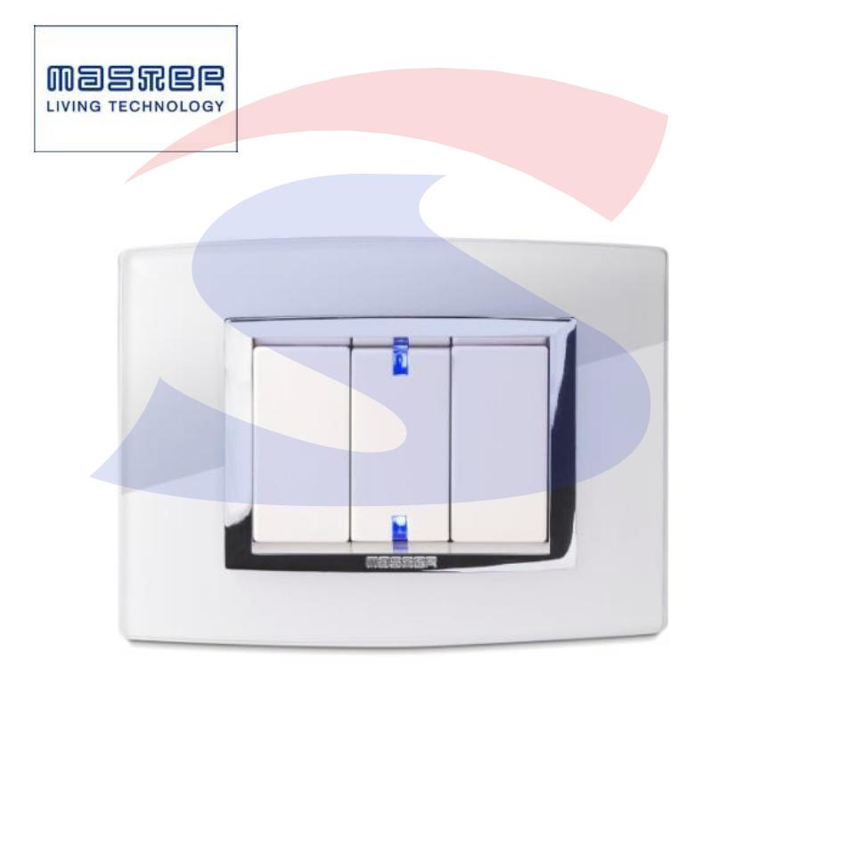 Placca in vetro Bianco rettangolare 3 posti serie Vitra - MASTER 22VBS103