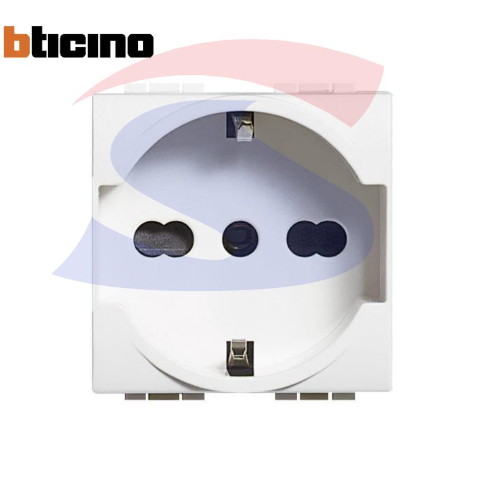 Presa Vimar Plana SICURY IP66 – 16A 250V, 2 Moduli, Bianco, A Prova Di Polvere E Getto D'Acqua