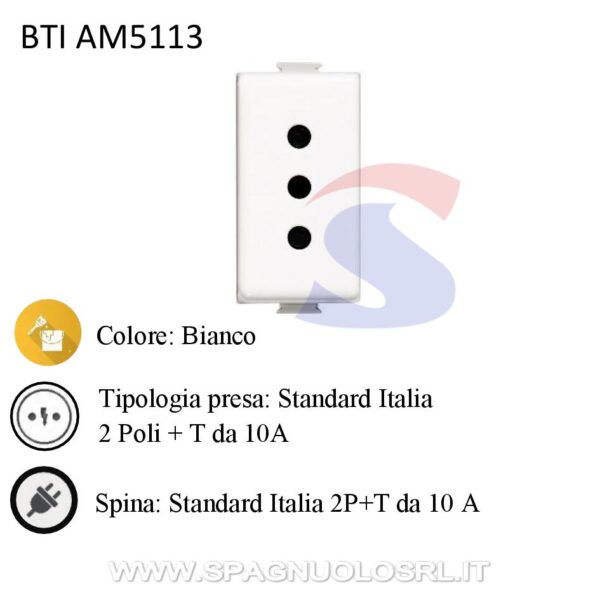 BTICINO PRESA STANDARD ITALIA 2P+T MATIX AM5113