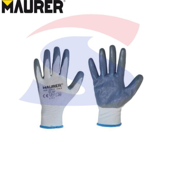 Guanti in poliuretano e nitrile taglia 8, Bianco/Grigio - MAU 98877