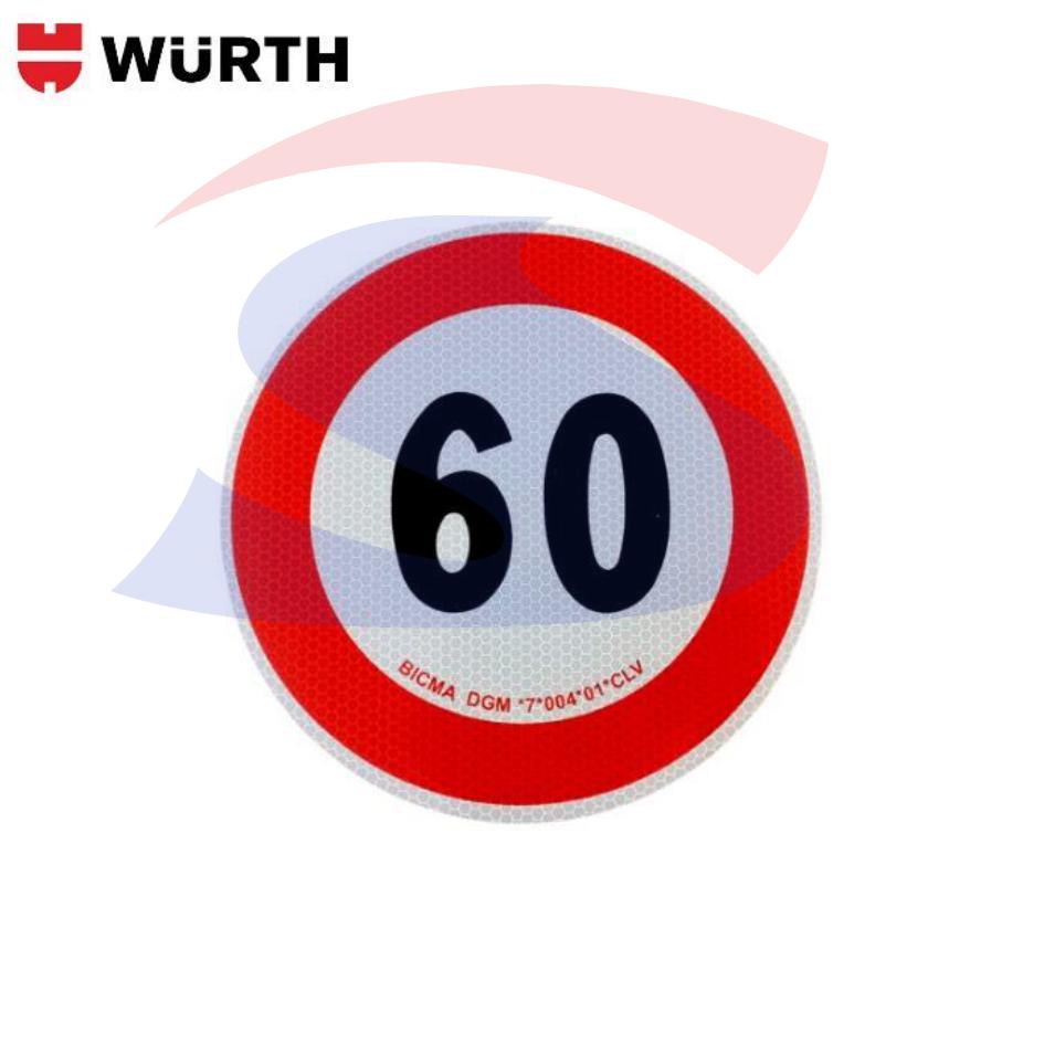 Dischetto limite di velocità 60 Km/h adesivo rinfrangente  - WURTH 081220121