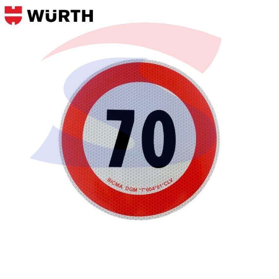 Dischetto limite di velocità 70 Km/h adesivo rinfrangente  - WURTH 081220122