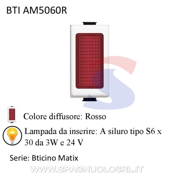 BTICINO MATIX AM5060R PORTALAMPADE COLORE ROSSO
