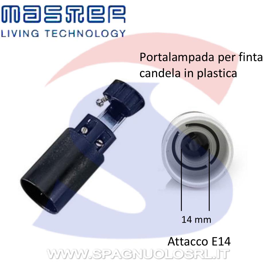 Portalampada attacco E14 per finta candela 65 mm in plastica - MASTER 00508