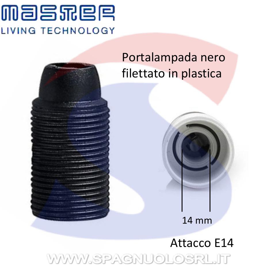 Portalampada attacco E14 Filettato Nero in plastica - MASTER 00510