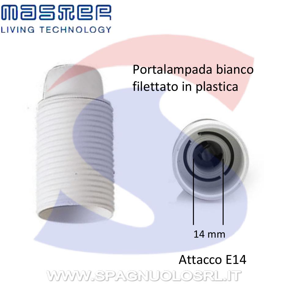 Portalampada attacco E14 Filettato Bianco in plastica - MASTER 00511