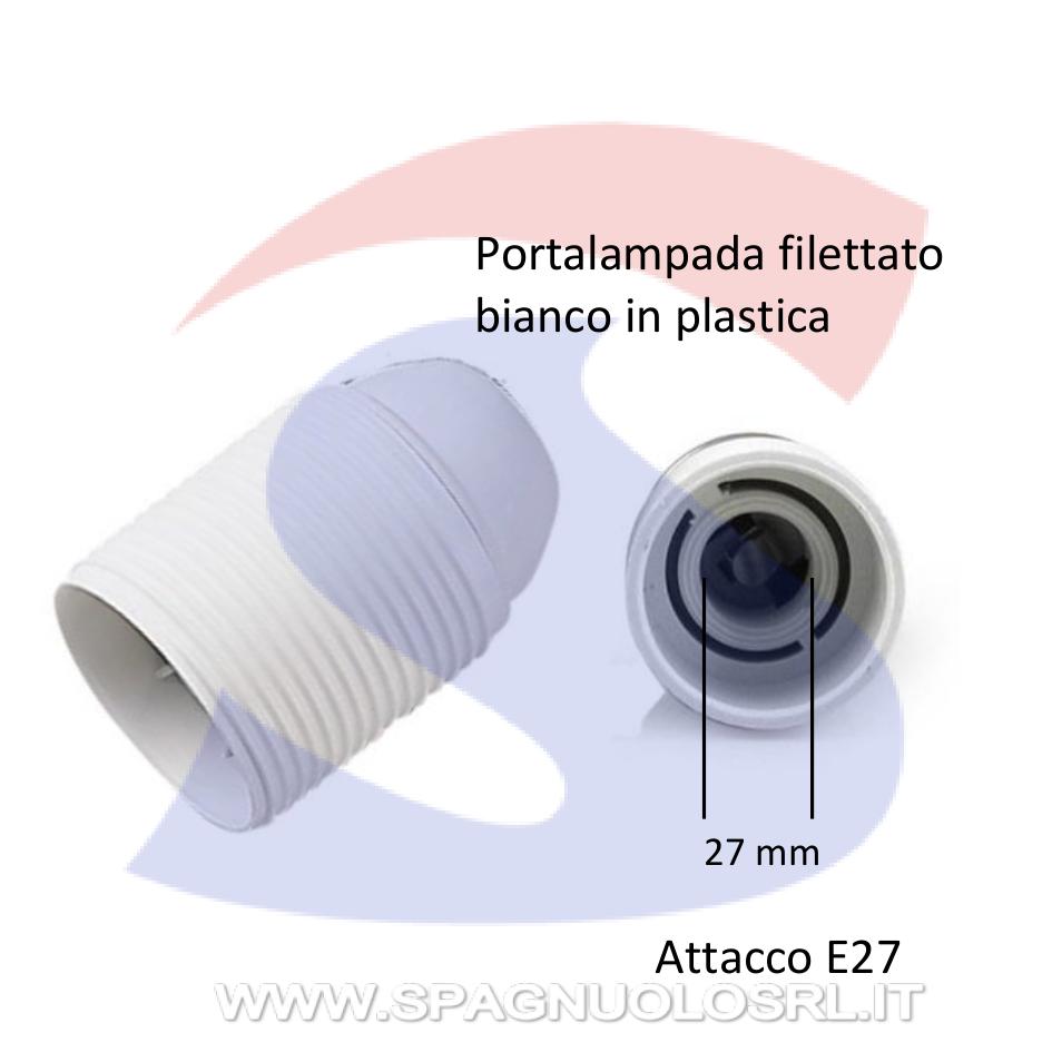 Portalampada attacco E27 Filettato Bianco. - MASTER 00513