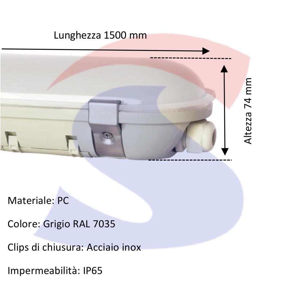 Plafoniera stagna LED Ovale grigio luce bianco freddo 6000 - WBS OM10506-C