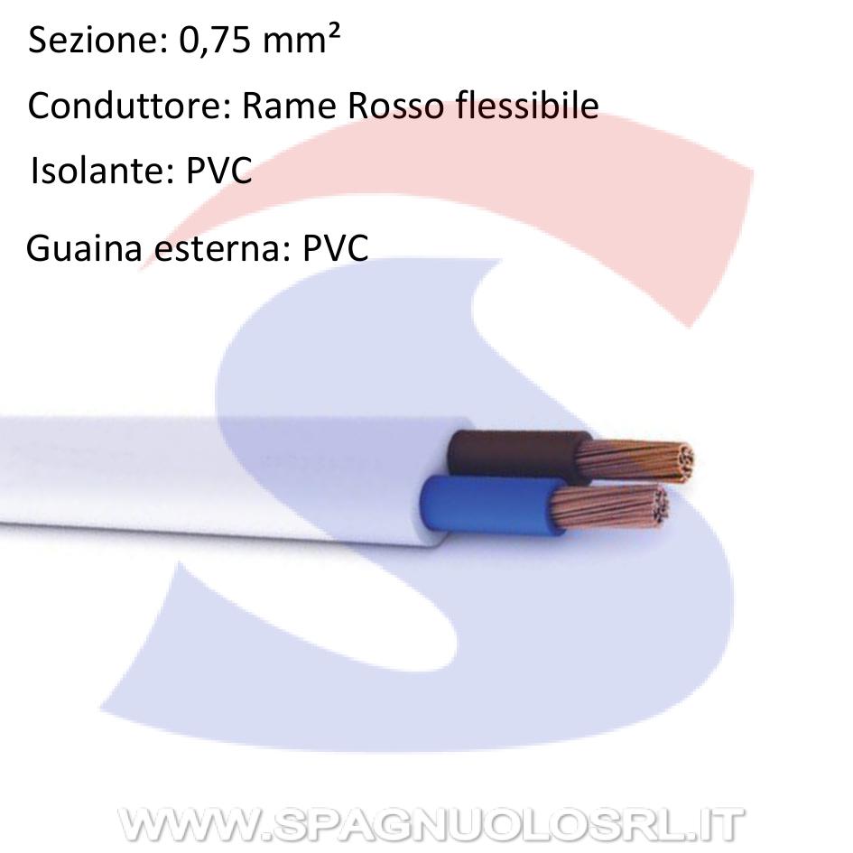 Cavo uso domestico piatto 2 x 0,75 mm² Bianco - MESSI & PAOLONI CUD2075B