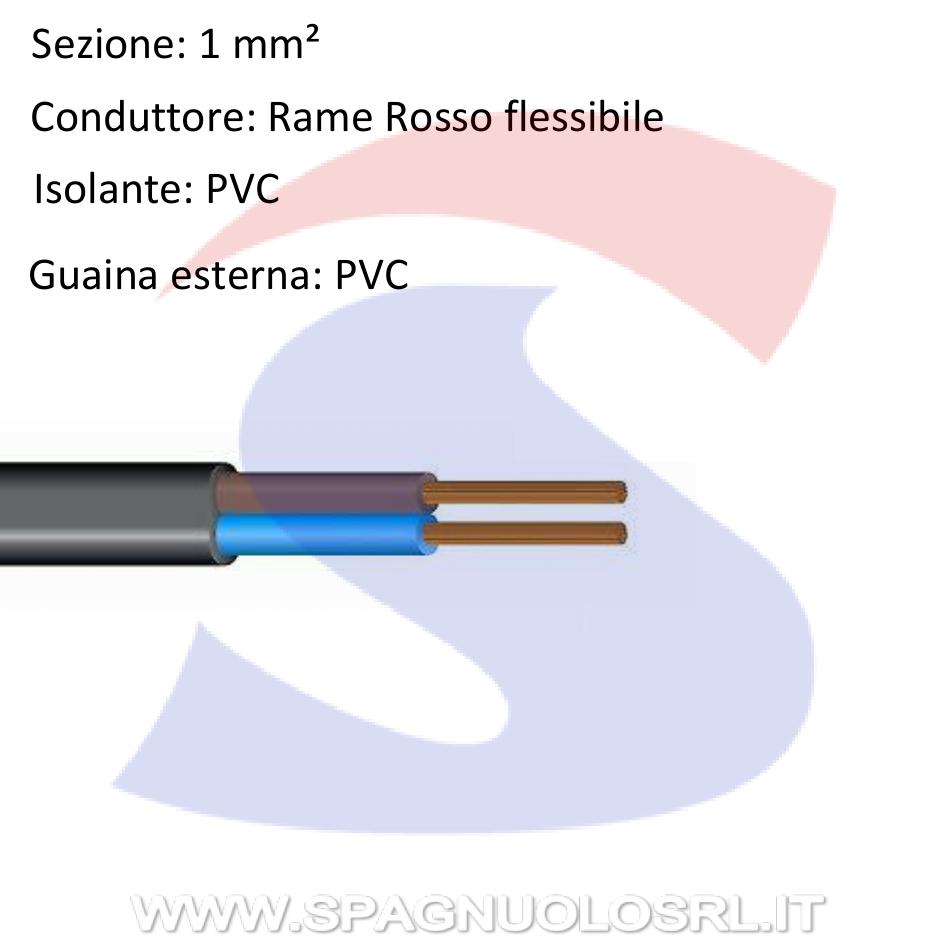 Cavo uso domestico piatto 2 x 1 mm² Nero - MESSI & PAOLONI CUD21N