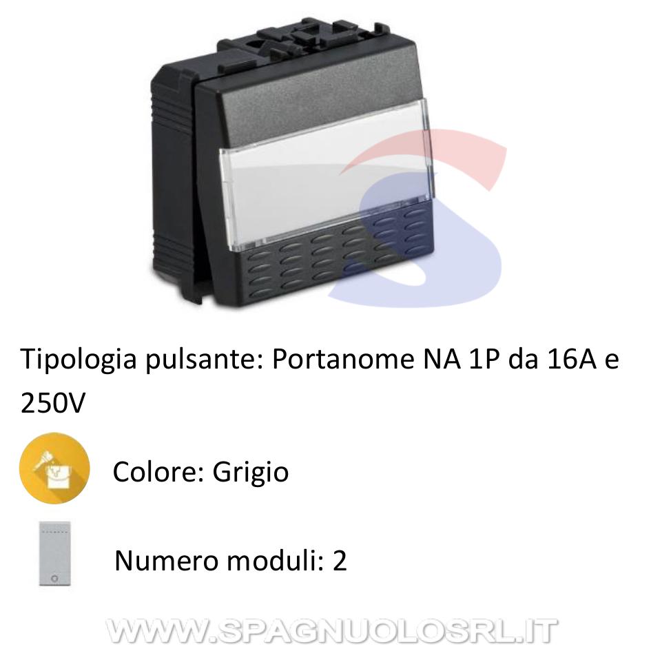 Pulsante serie portanome "MODO" 1P NA 16A 250V, Grigio - MASTER 31040