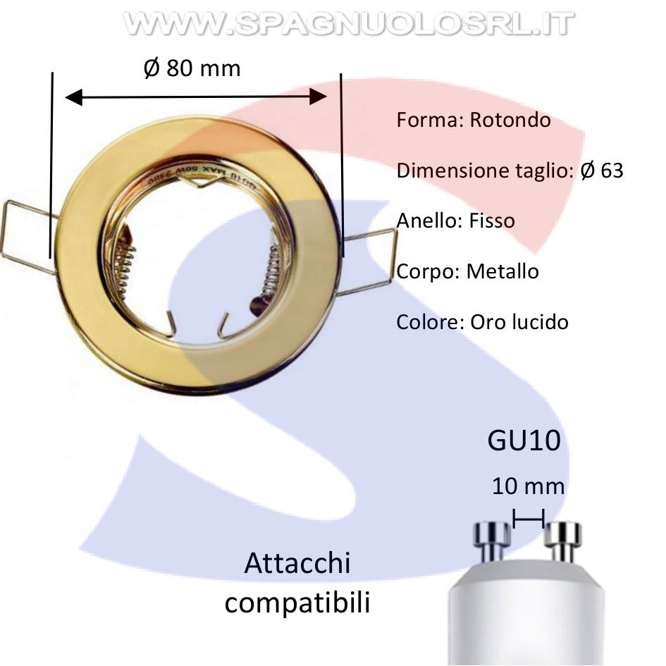 Portafaretto GU10 Fisso Rotondo da Incasso in metallo - NOBILE 4111/H/GD