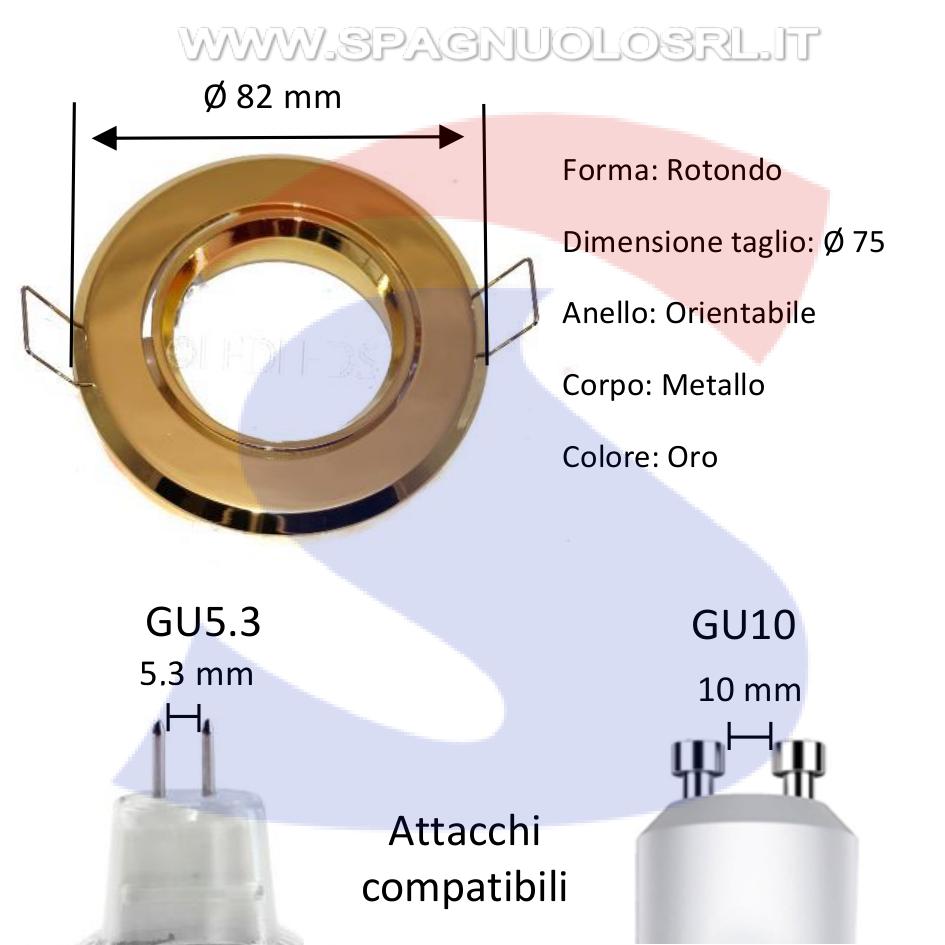 Portafaretto Orientabile Rotondo da Incasso in metallo - NOBILE 4112/H/GD