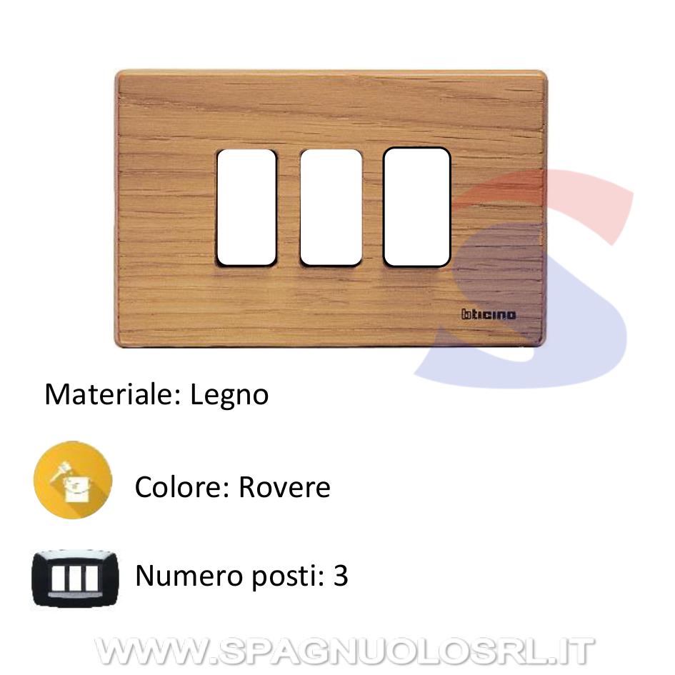 Placca in legno 3 posti colore Rovere serie Magic - BTICINO 503/3/LRV