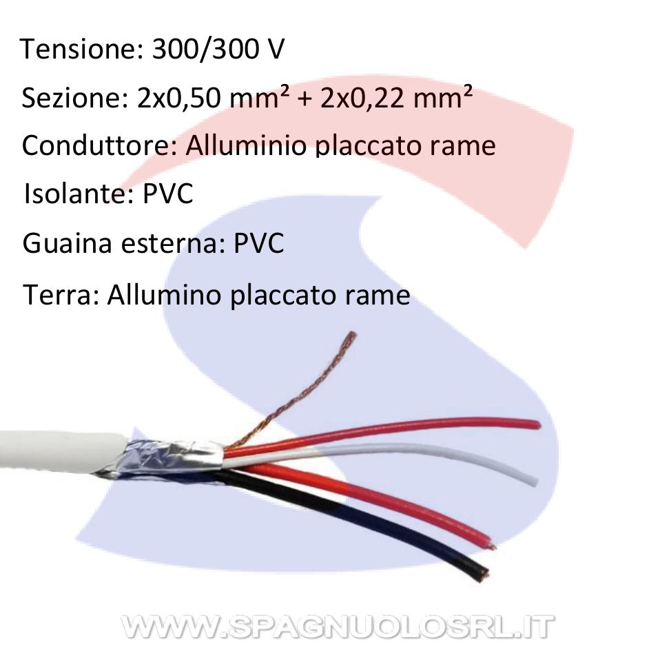 Cavo antifurto 2 x 0,50 mm² + 2 x 0,22 mm² GR2 - MESSI & PAOLONI 5222-CCA