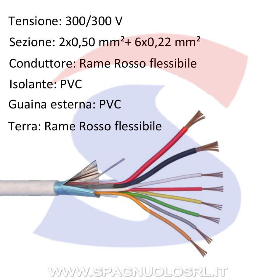 Cavo antifurto 2 x 0,50 mm² + 6 x 0,22 mm² GR2 - MESSI & PAOLONI 5622