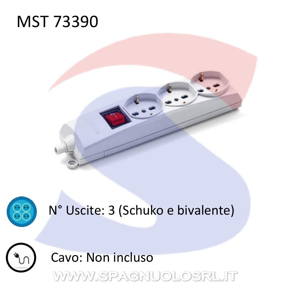 Multipresa 3 uscite Schuko e bivalenti senza cavo - MASTER 73390