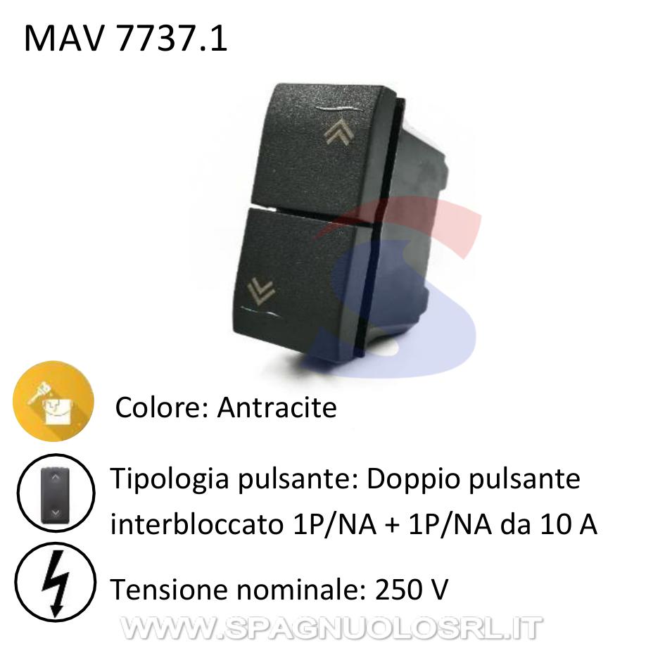 Doppio pulsante interbloccato da 10A serie "Onda", Antracite - MARLANVIL 7737.1