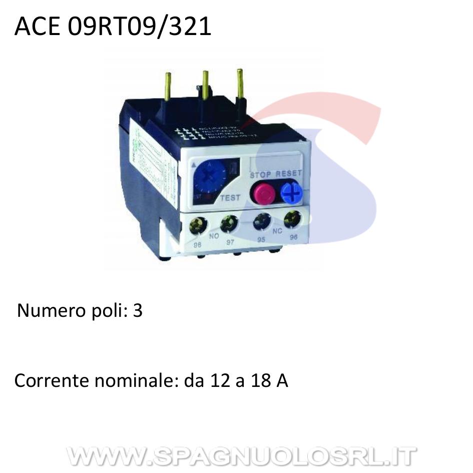 Relè termico per protezione motore a 3 Poli, 12 - 18 A - ACET 09RT09/321