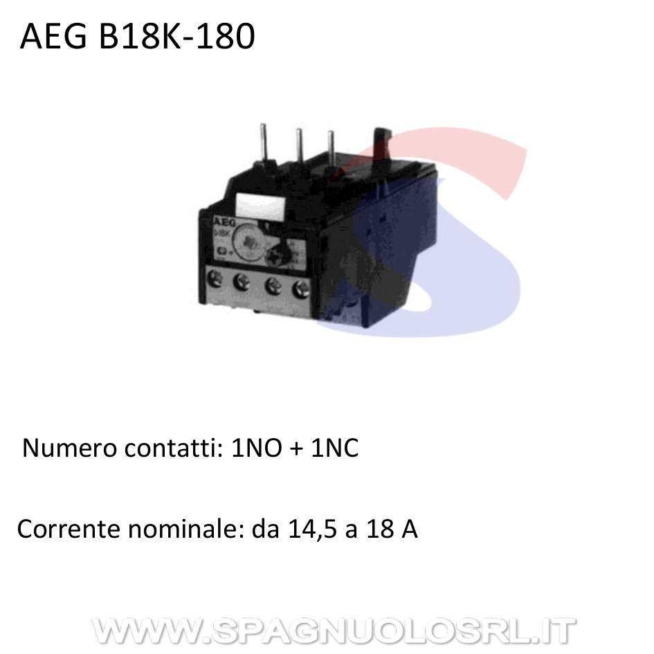 Relè termico per protezione contattori 1NO + 1NC, 14,5-18 A - AEG B18K-180
