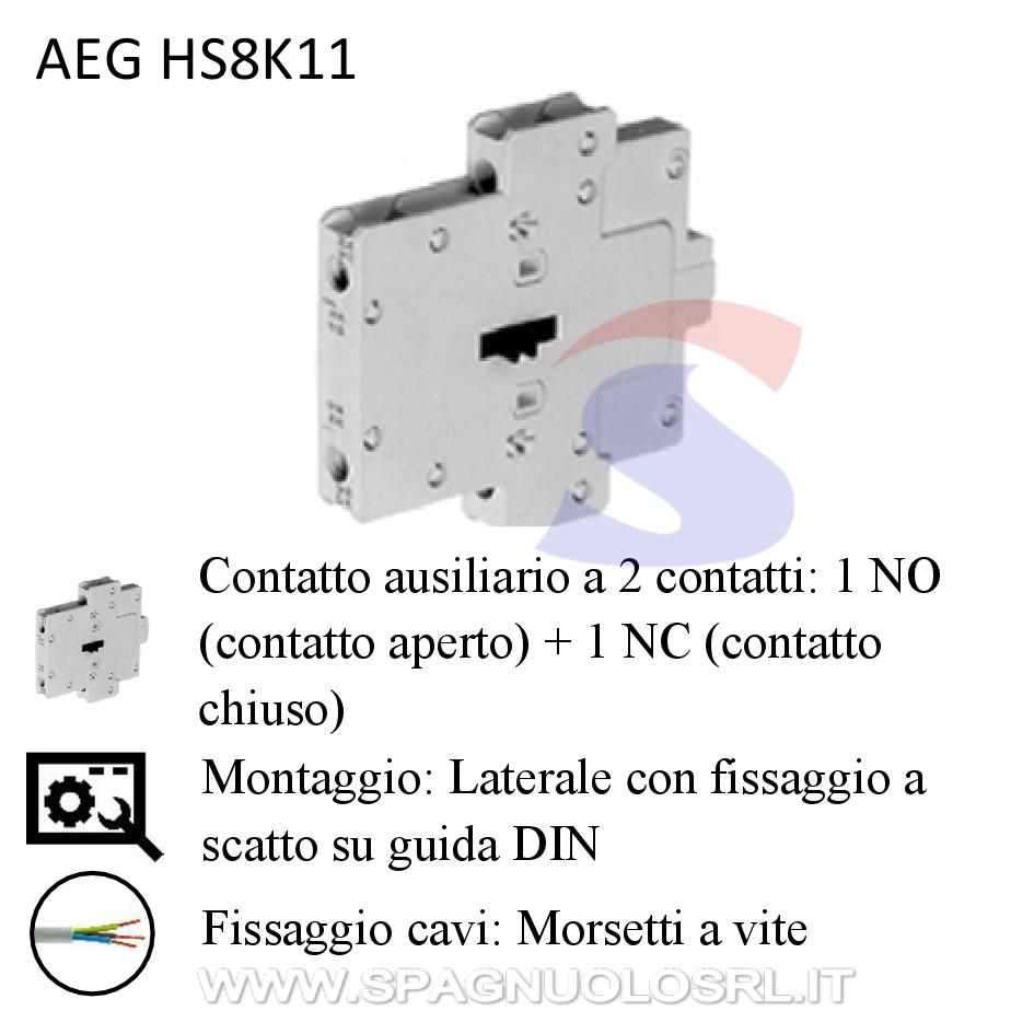 Blocco contatti ausiliari 1NO+1NC per contattori serie LSK - AEG HS8K11