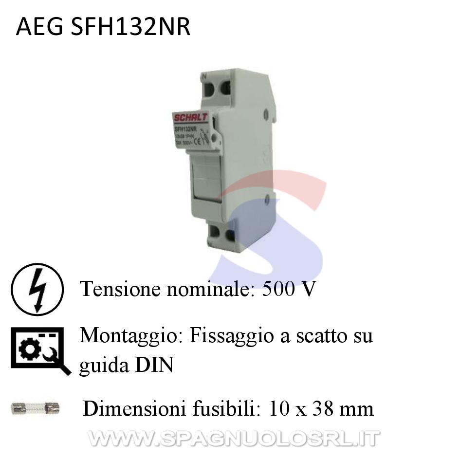 Portafusibile sezionabile 1P+N 32 A 500V, 1 modulo - AEG SFH132NR