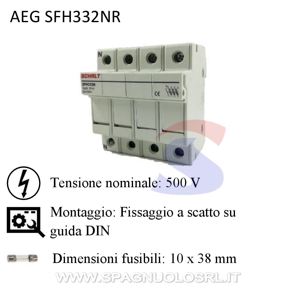 Portafusibile sezionabile 3P+N 32 A 500V, 3 moduli - AEG SFH332NR