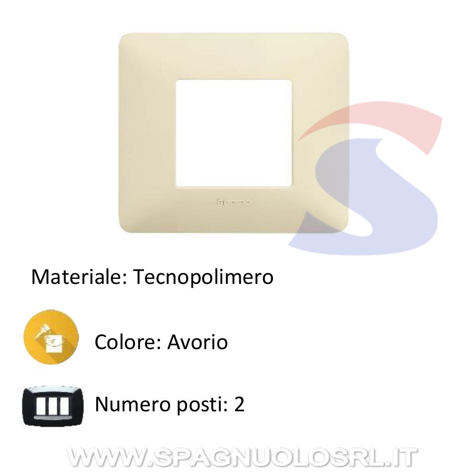 Placca quadrata 2 posti colore Avorio serie Matix - BTICINO AM4802BAV